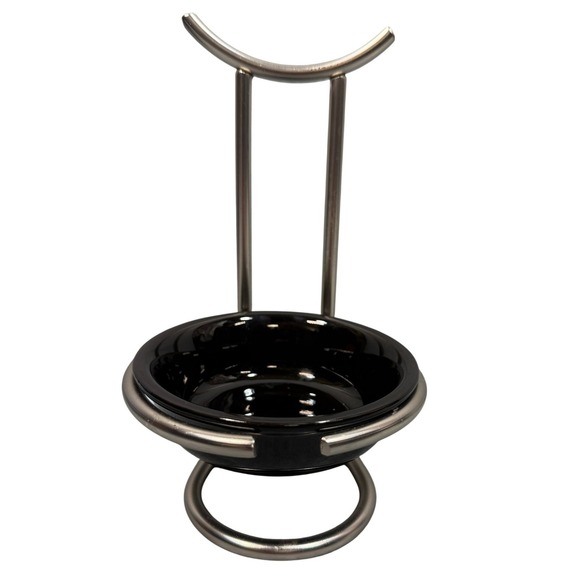 Other - Black Ceramic Spoon Holder w Metal Stand Kitchen Utensil Rest Countertop